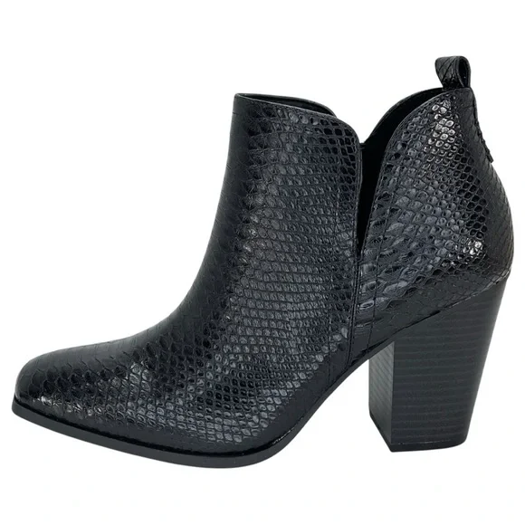 Sun + Stone Pollyy Black Faux Snakeskin Style Womens Ankle Boots Size 8.5M - Picture 3 of 13